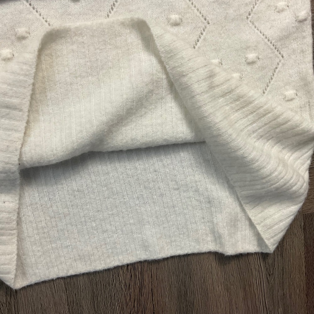 Splendid Julia Diamond Pointelle Wool Alpaca Blend Sweater Womens Medium Ivory - Picture 8 of 10